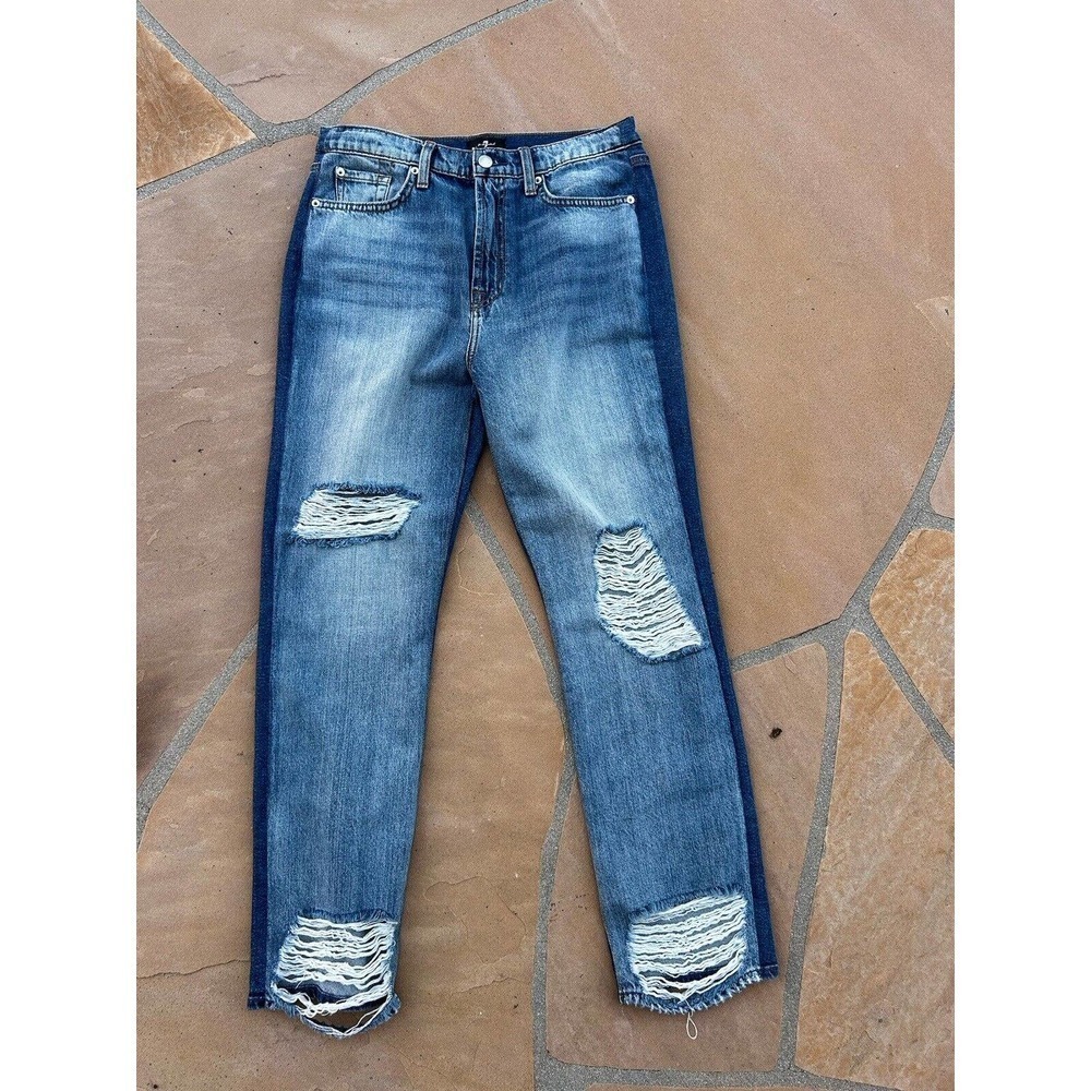 7 for All Mankind Womens Skinny jeans Size 30 Two Tone Raw Hem Stretch